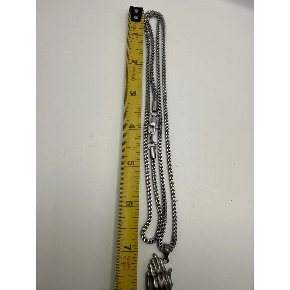 Men's‎ Catholic Christian Prayer Praying Hands Stainless Steel Pendant Necklace